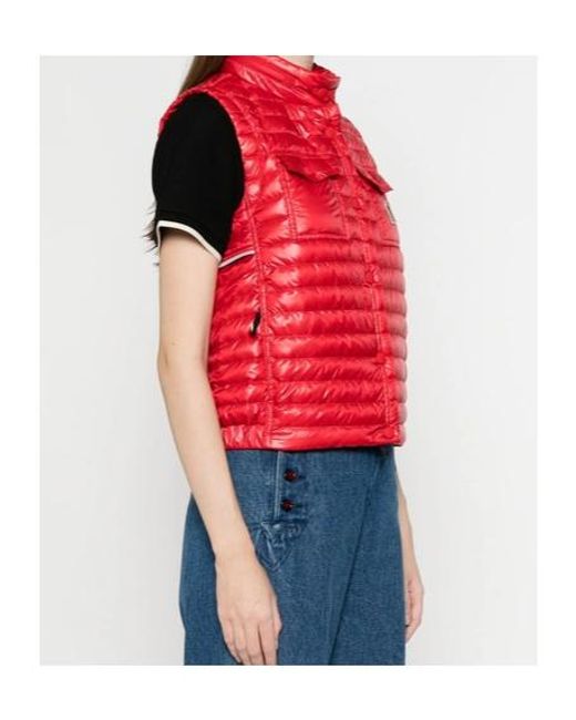 Moncler Red Grenoble Logo Patch Padded Gilet