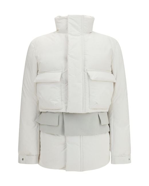 Sacai White High Neck Puffer Jacket