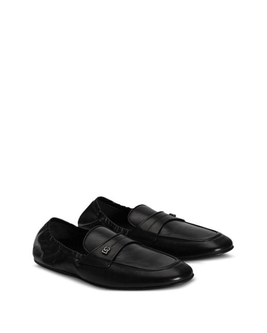 Dolce & Gabbana Black Logo Plaque Slippers for men
