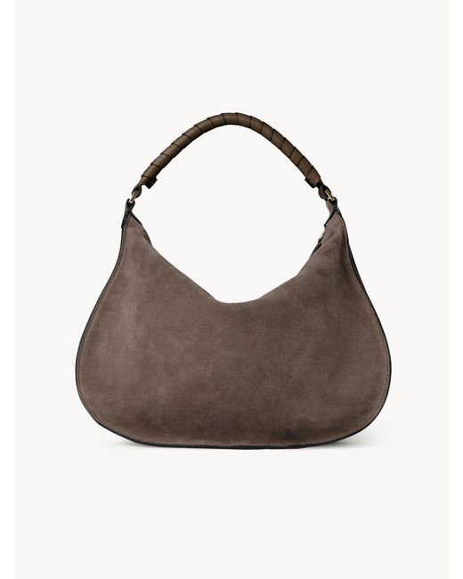 Chloé Brown Chloé Logo Debossed Foldover Top Tote Bag