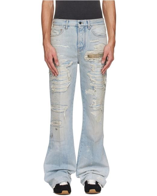Amiri Blue Distressed Boot Cut Jeans for men