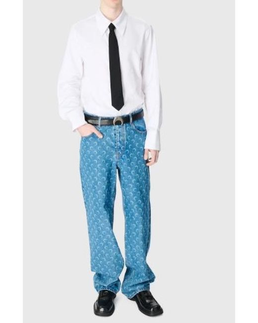 MARINE SERRE Blue Moon Laser Wash Denim Baggy Jeans for men