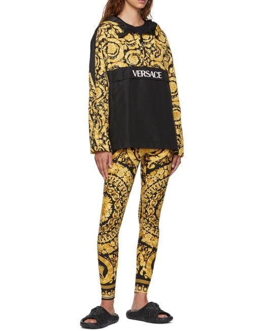 Versace Metallic Barocco-Printed High Waist Leggings