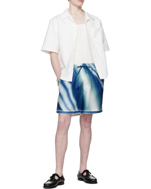 Casablanca Blue The Art Of The Serve Silk Shorts for men