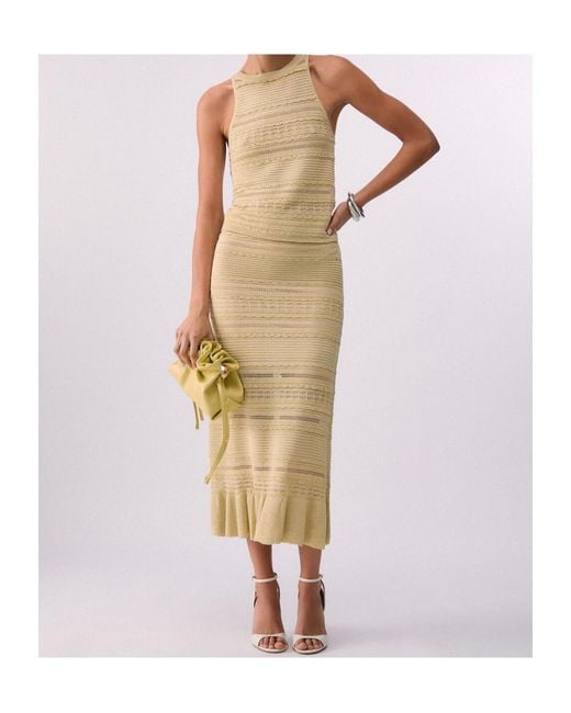 Liu Jo Natural Long Openwork Knit Skirt