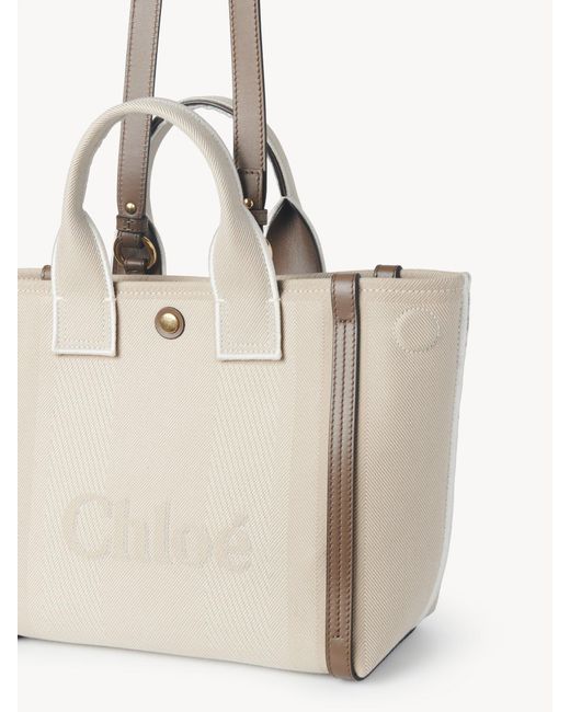 Chloé Natural Chloé Carry Logo Detailed Small Tote Bag