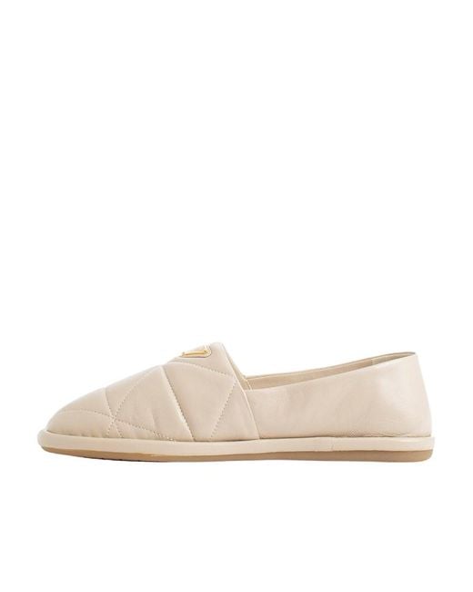 Prada Natural Logo Detail Flat Shoes