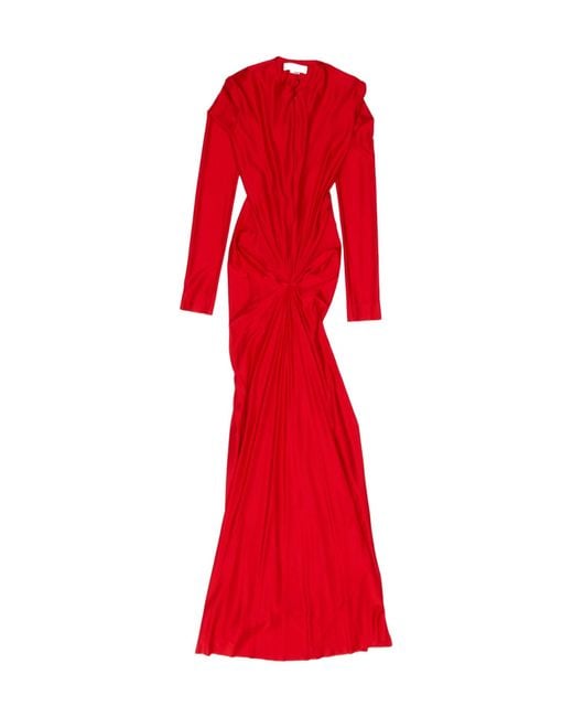 Victoria Beckham Red Cut-Out Draped Long Dress