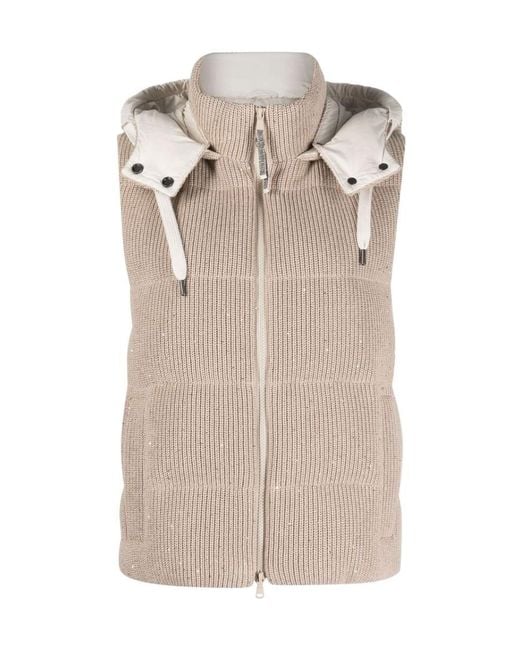 Brunello Cucinelli Natural Down Padded Knit Gilet