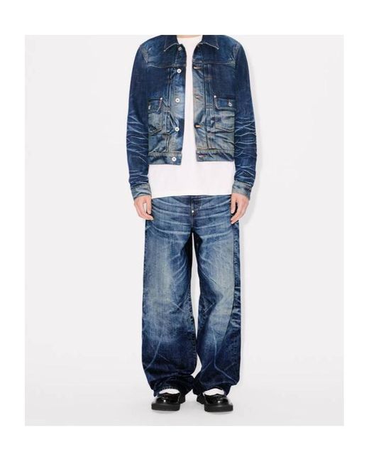KENZO Blue Logo Patch Denim Jacket for men
