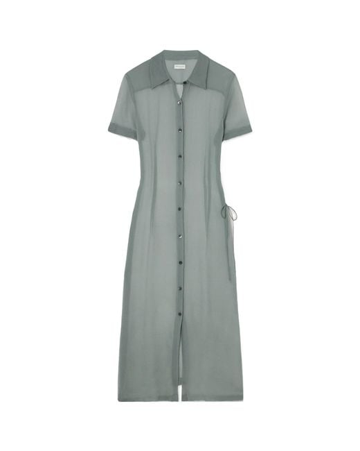 Dries Van Noten Gray Short-Sleeved Shirt Dress