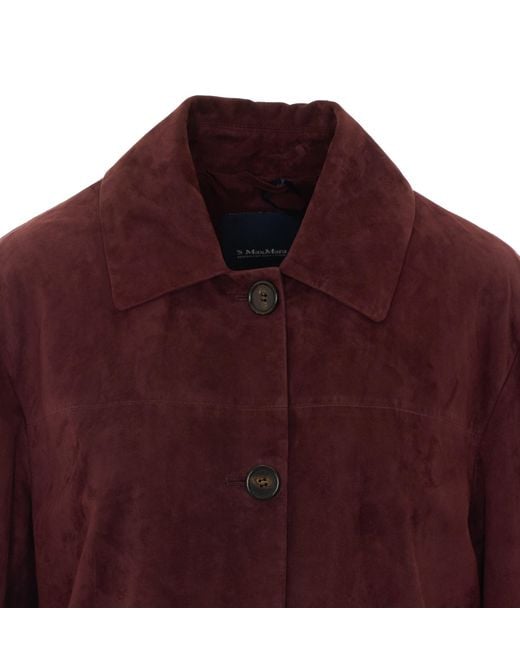 Max Mara Purple Long-Sleeve Leather Jacket