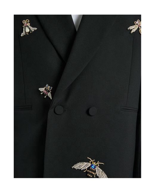 Balmain Black Embroidered Wool And Crystal Insect Jacket for men