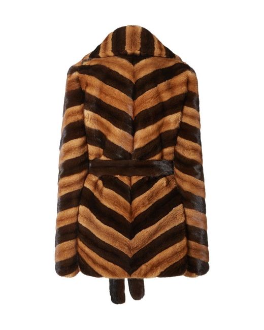 Fendi Brown Chevron Mink Jacket