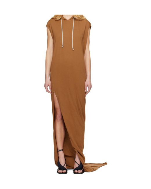 Rick Owens Hooded Dress in Brown | Lyst