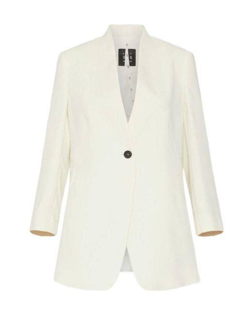 Marella White Long Single-Breasted Blazer