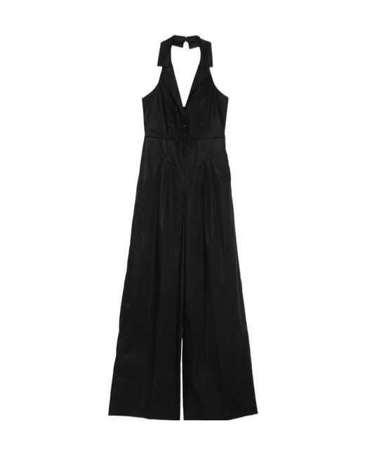 Twinset Black Collared Belted Jumpsuit