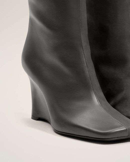 AMI Black Bicolor Wedge Knee-High Boots