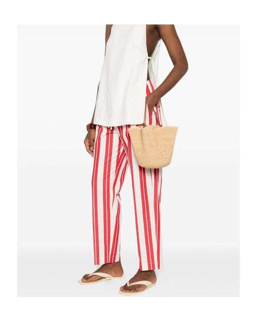 Forte_forte Red Striped Drawstring-Fastening Trousers