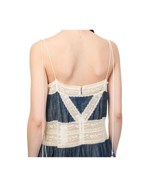 Zimmermann Blue Awaken Denim Dress With Lace Details