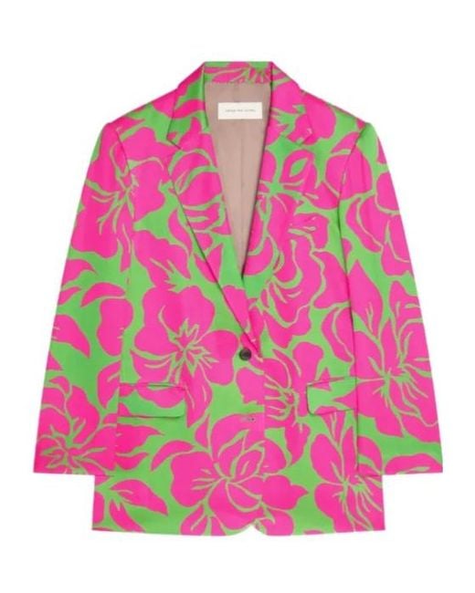 Dries Van Noten Pink Oversized Floral Satin Blazer