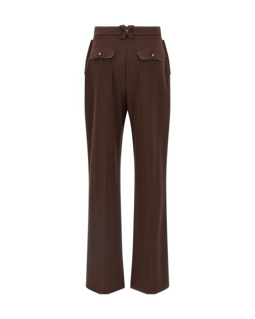 Elisabetta Franchi Brown Pleated Straight Leg Trousers