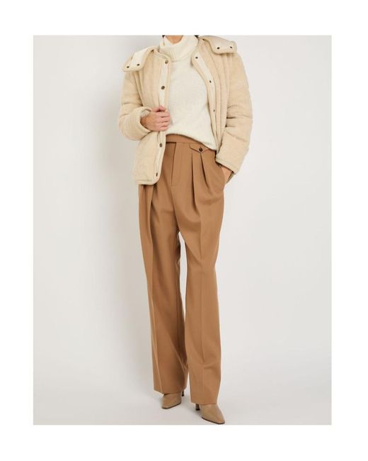 Moncler Natural Ciboulette Braided-Trim Padded Fleece Parka Coat