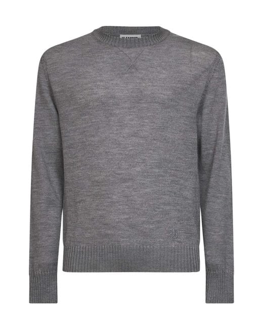 Jil Sander Gray Long-Sleeved Crewneck Jumper for men