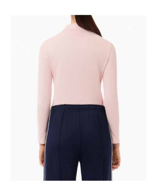 Lacoste Pink Piqué Stretch Polo Top