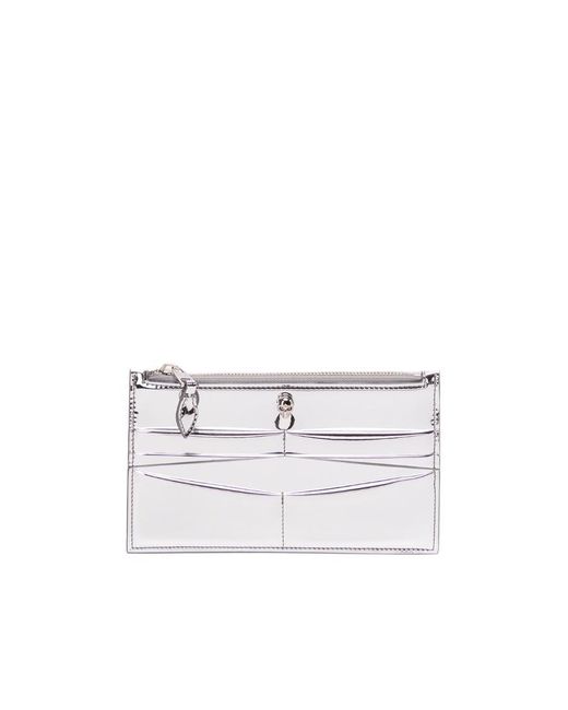 McQueen White Metallic Zipped Cardholder