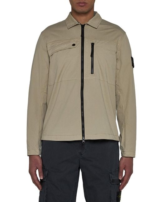 Stone Island Green Logo Patch Zip-Up Jacket for men