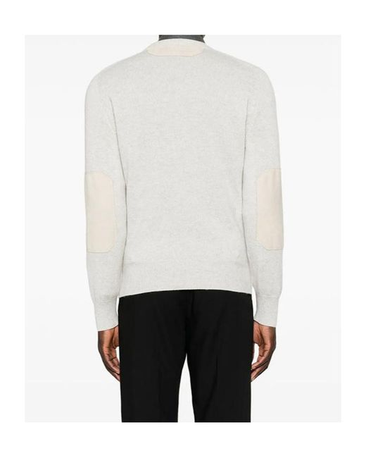 Brunello Cucinelli White Elbow-Patch Sweater for men