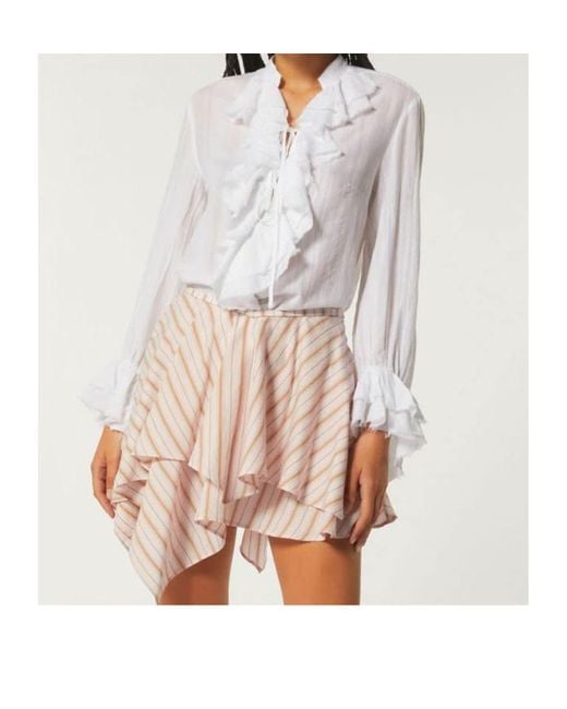 Dondup White Ruffle-Collar Long-Sleeve Blouse