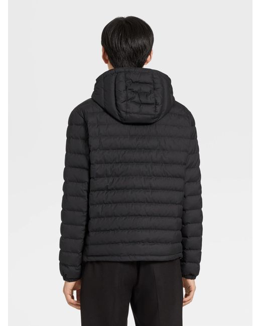 Zegna Black Hooded Padded Jacket for men