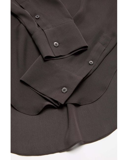 Acne Gray Cowl Neck Draped Blouse