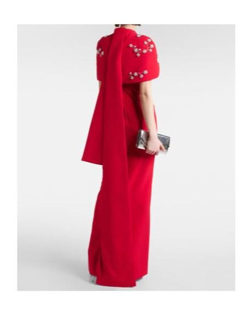 Safiyaa Embroidered Caped Crêpe Gown