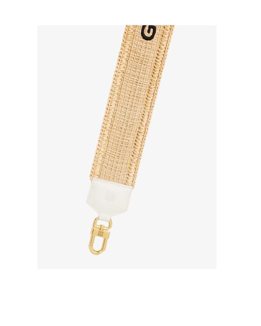 Givenchy White Logo Printed Raffia Shoulder Strap