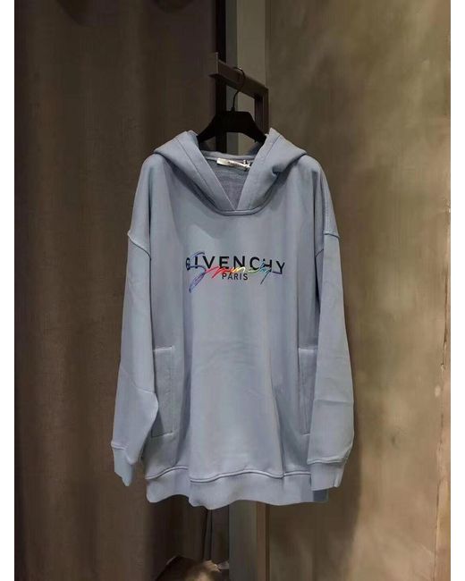 Givenchy Blue Logo Printed Hooded Sweater
