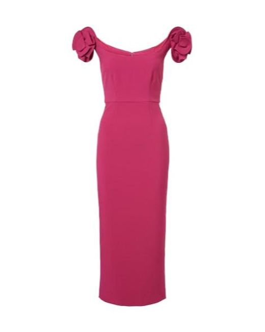 Roland Mouret Pink Floral-Appliqué Bustier Dress