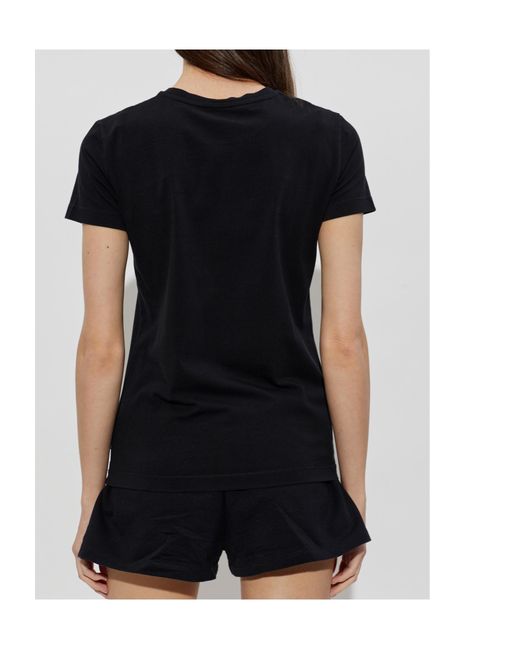 Moschino Black Bear-Printed Short Sleeved T-Shirt