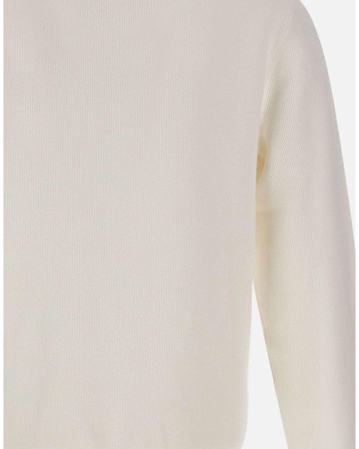 Sun 68 White Honeycomb Crew Neck Knitted Jumper for men
