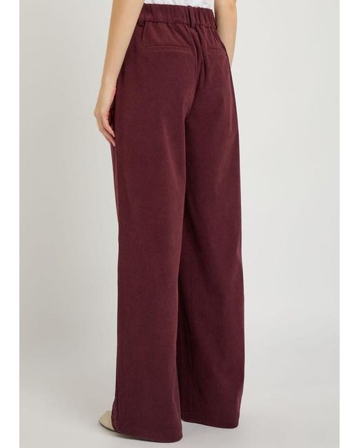 Varley Purple Floris Wide-Leg Corduroy Trousers
