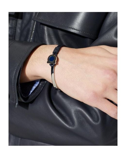 Ferragamo White Ferragamo Semi-Rigid Gancini Bracelet for men