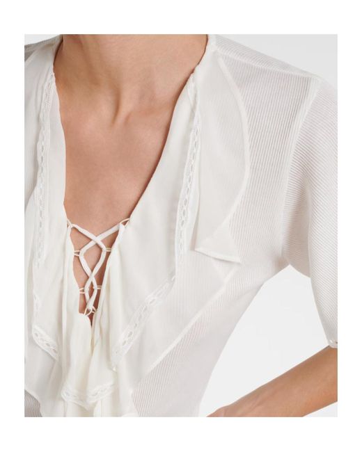 Dorothee Schumacher White Pure Sleekness Ribbed-Knit Cotton Top