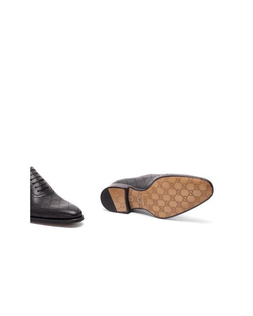Gucci Black Lasered Gg Lace-Up Shoes for men