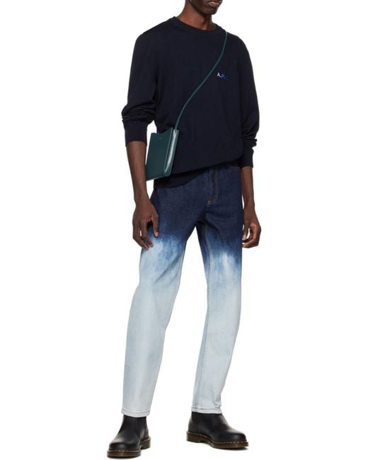 A.P.C. Green Logo-Print Messenger Bag for men
