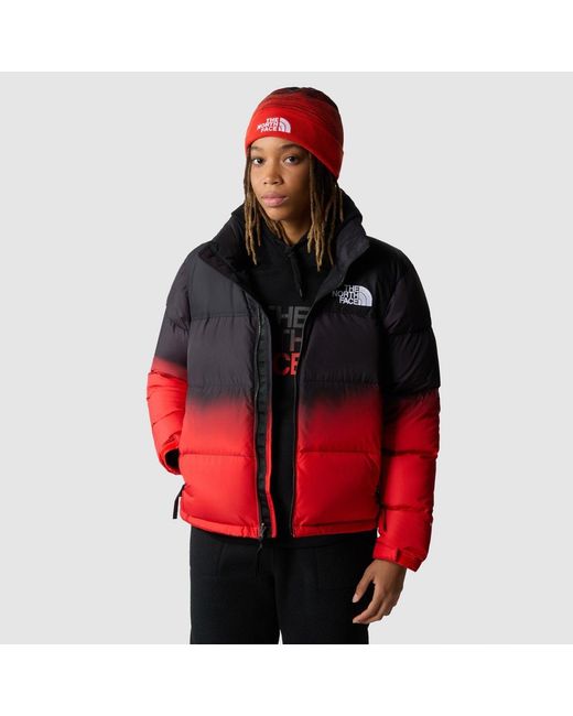 The North Face Red Long-Sleeved Quilted Down Jacket