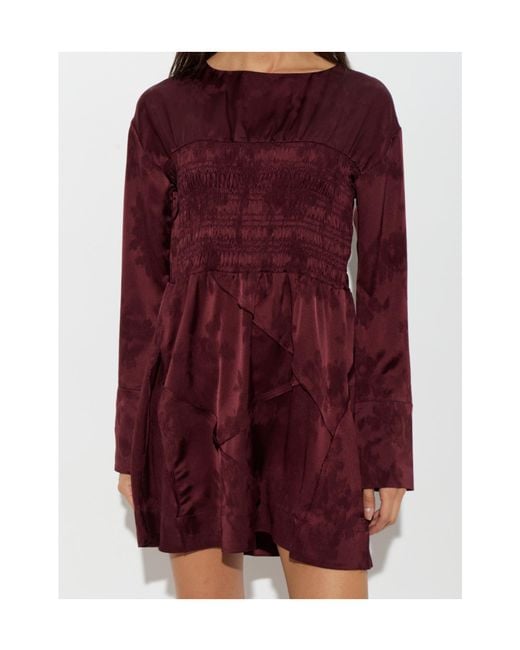 Ganni Purple Jacquard Patchwork Mini Dress