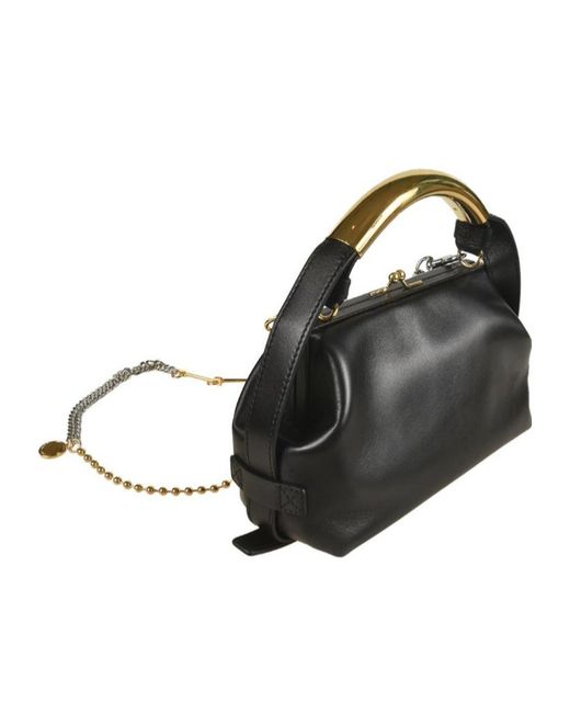 Moschino Black Kiss-Lock Tote Bag