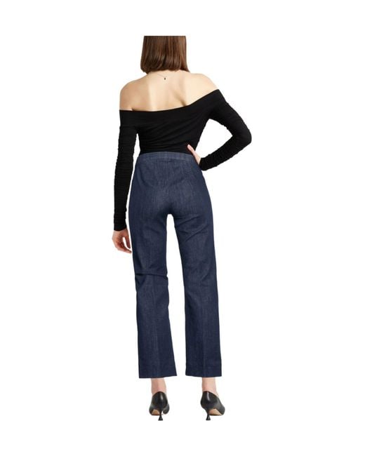 Max Mara Blue Solid Color Denim Trousers